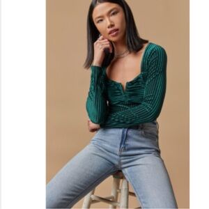 New with tags green velvet bodysuit